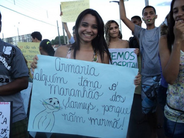 Personagem das redes sociais ‘reinou’ em todos os protestos no Maranhão. Foto: Rayane Frazao
