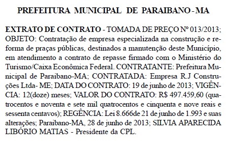 Cópia da publicação no Diário Oficial do Estado do Maranhão. Foto: Reprodução / D.O/MA